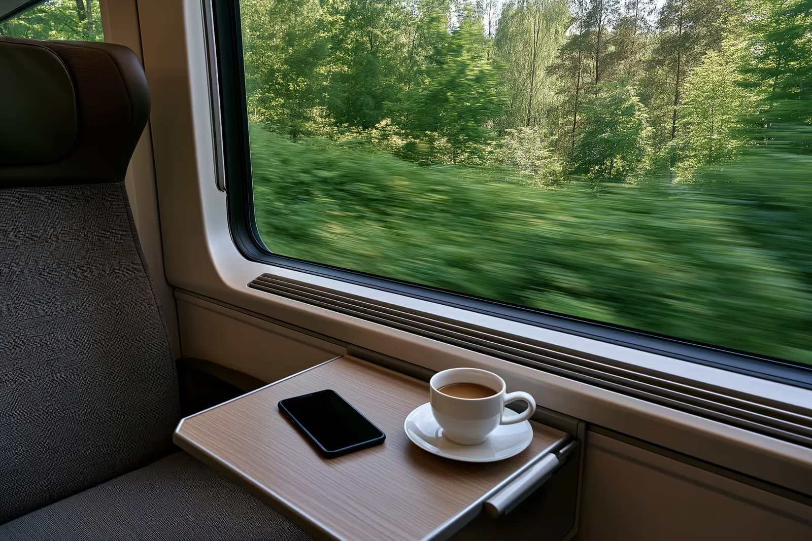 Un tren ICE de mare viteză al companiei Deutsche Bahn așteaptă pe peronul unei gări germane dimineața.